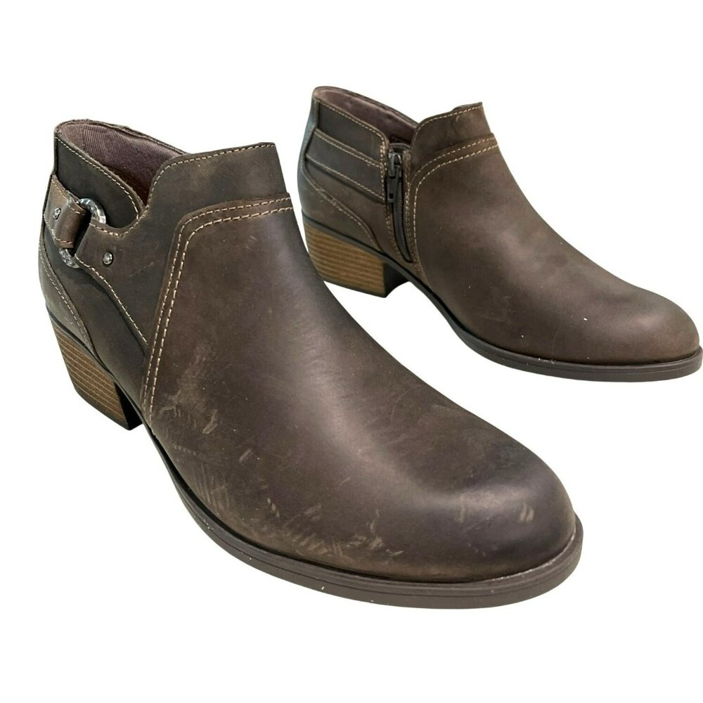 Clarks Oily Leather Brown Ankle Boot Size 9 M New in Box